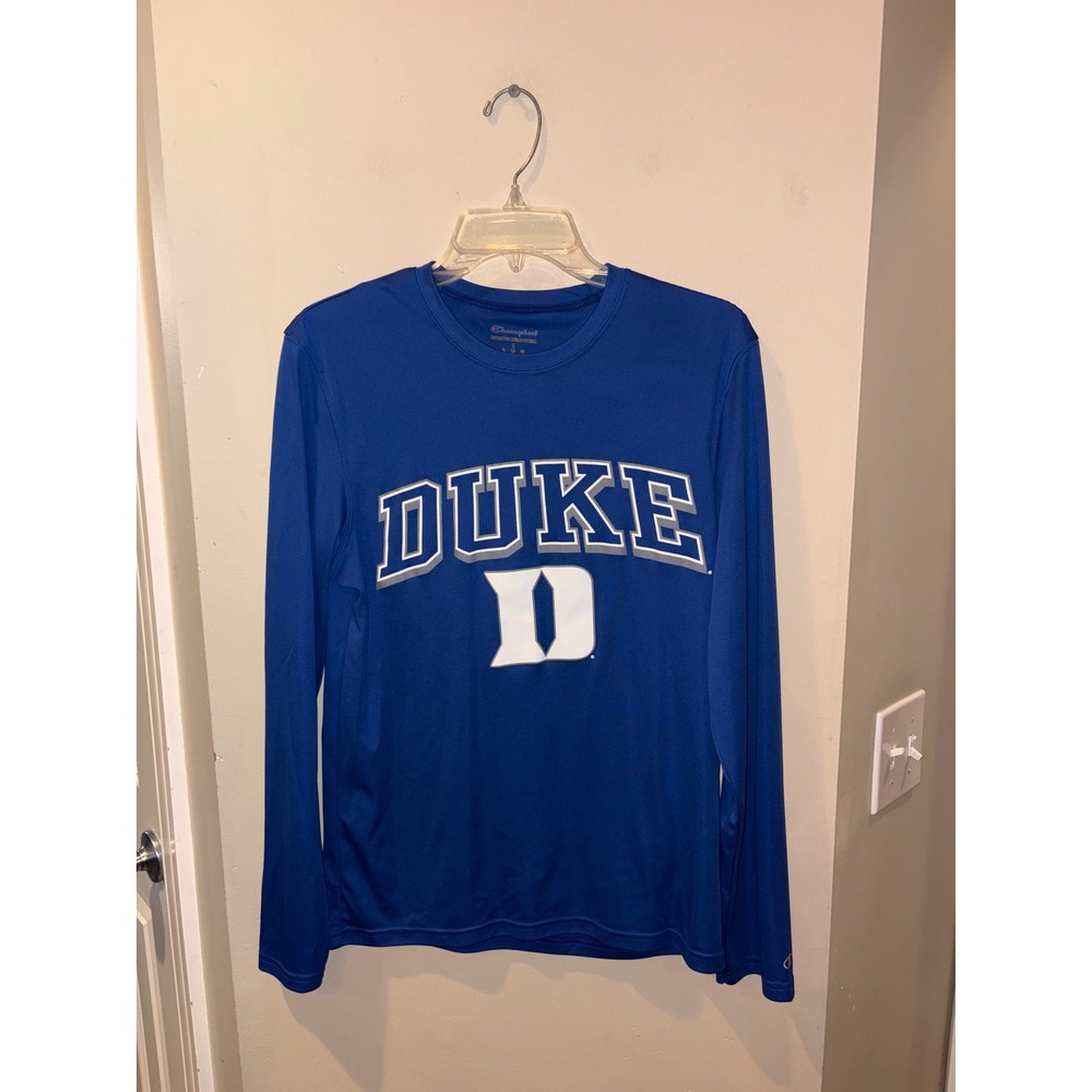 Champion Duke Blue Devils Long Sleeve Performance Shirt Blue Small S NCAA